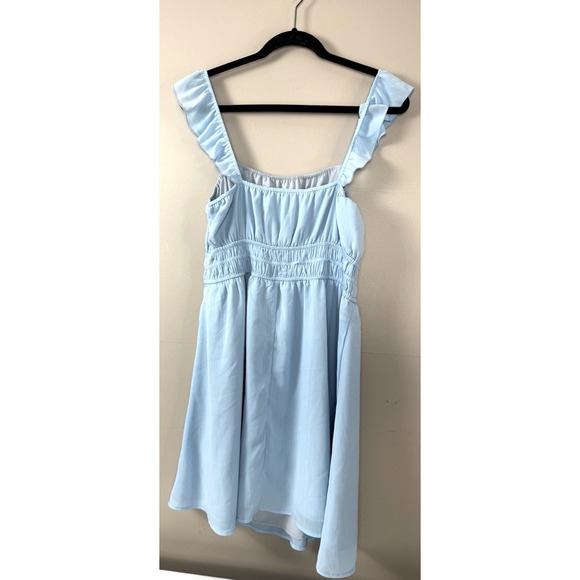 Milkmaid Dress Medium Light Blue Ruffle Peasant Cottagecore Fairy Whimsy Spring - Picture 2 of 9